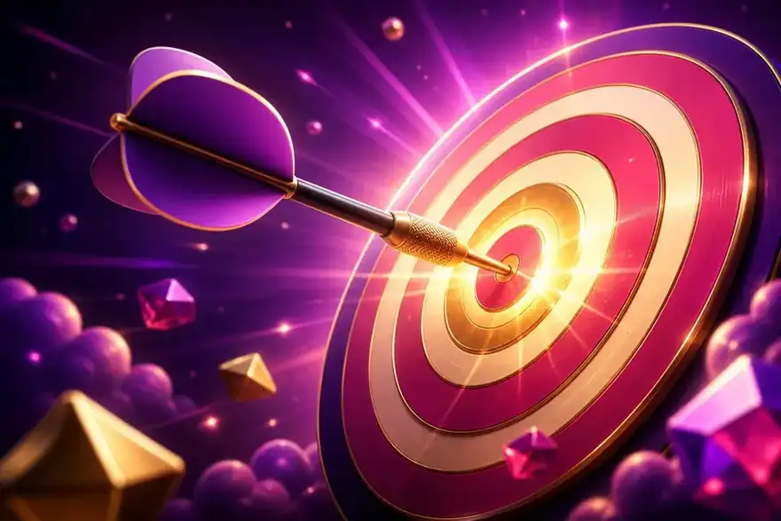 Dart hitting a glowing bullseye target
