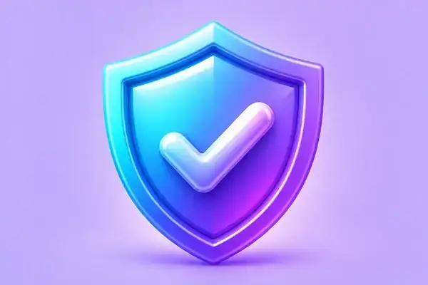 Glossy shield icon symbolising data safety